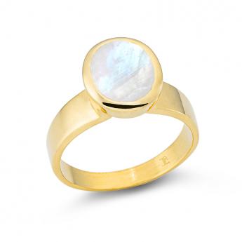 Cocktail Ring Oval Moonstone Goldplated 