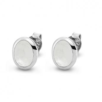 Cocktail Ohrstecker Oval Mondstein 