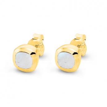 Studs Square Mini Moonstone Goldplated 