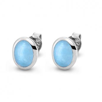 Cocktail Ohrstecker Oval Blautopas 