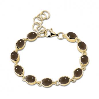 Cocktail Armband Oval Vergoldet Rauchquarz 