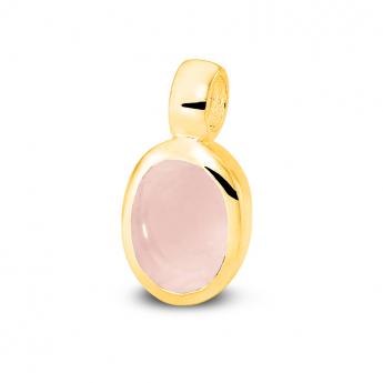 Cocktail Pendant Oval Mini Goldplated Rosequarz 