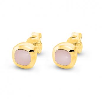 Studs Square Mini Rosequarz Goldplated 
