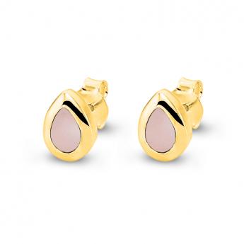 Studs Drop Rosequarz Goldplated 