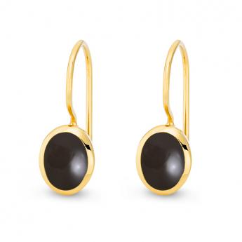 Cocktail Ohrhänger Oval Onyx Vergoldet 