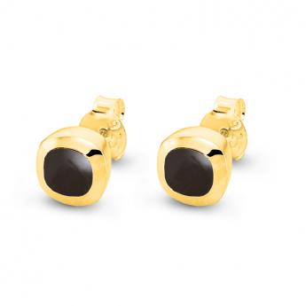 Studs Square Mini Onyx Goldplated 