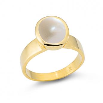 Cocktail Ring Oval Pearl Goldplated 