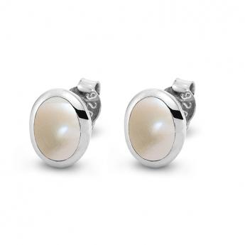 Cocktail Ohrstecker Oval Perle 