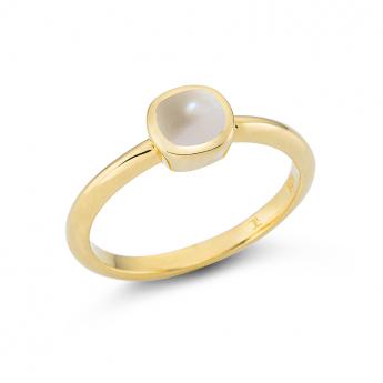 Ring Square Mini Perle Vergoldet 
