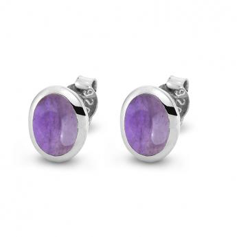 Cocktail Ohrstecker Oval Amethyst 