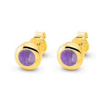 Cocktail Ohrstecker Basic Mini Amethyst Vergoldet 