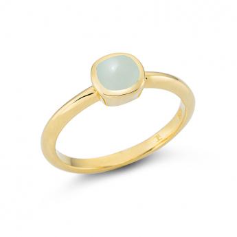 Ring Square Mini Aqua Chalcedon Vergoldet 