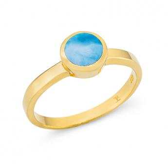 Cocktail Ring Basic Mini Vergoldet Larimar 