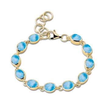 Cocktail Armband Oval Larimar Vergoldet 