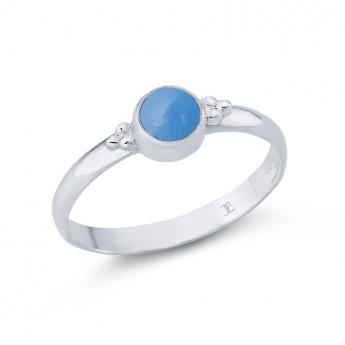 Ring Blauer Chalcedon cabouchon 