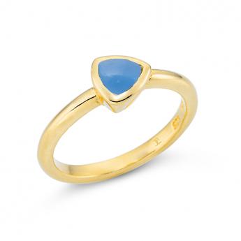 Ring Triangle Vergoldet Blauer Chalcedon 