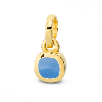 Cocktail Pendant Square Blauer Chalcedon Vergoldet 