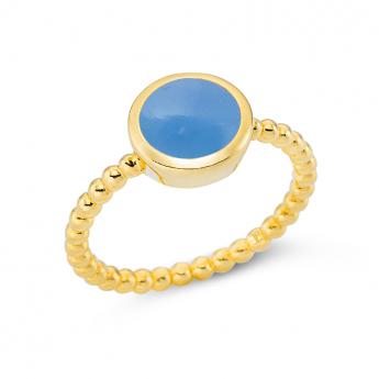 Ring Bols Goldplated Blauer Chalcedon 