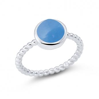 Ring Bols Blue Chalcedony cabouchon 