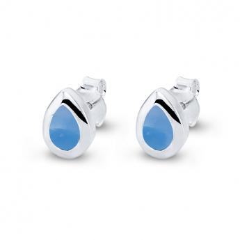 Ohrstecker Drop Blauer Chalcedon 