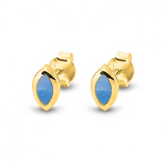 Studs Markis Blue Chalcedon Goldplated 