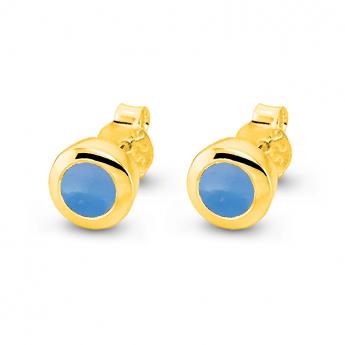 Cocktail Studs Basic Mini Goldplated BlueChalcedon 