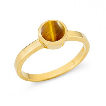 Cocktail Ring Basic Mini Vergoldet Tigerauge 