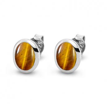 Cocktail Ohrstecker Oval Tigerauge 