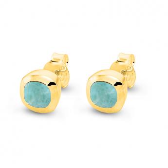 Studs Square Mini Larimar Goldplated 