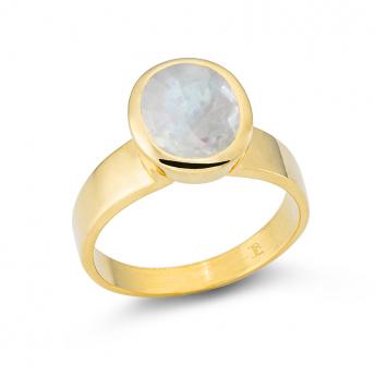 Cocktail Ring Oval Mondstein Goldplated 