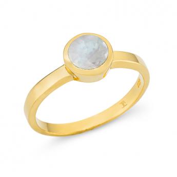 Cocktail Ring Basic Mini Vergoldet Mondstein 