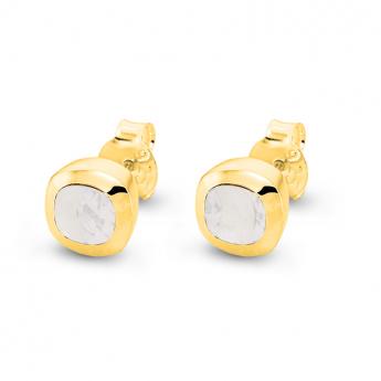 Studs Square Mini Moonstone Goldplated 