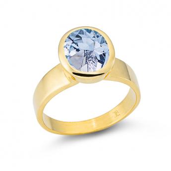 Cocktail Ring Oval Blautopas Vergoldet 
