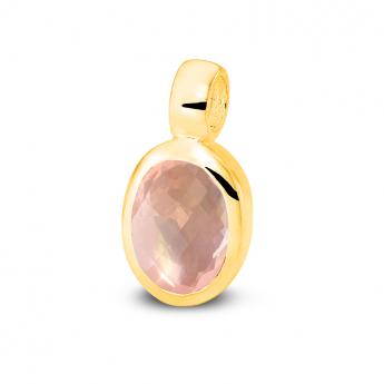Cocktail Pendant Oval Mini Goldplated Rosenquarz 
