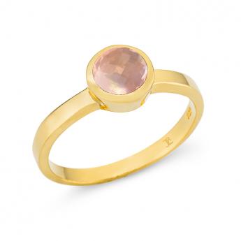 Cocktail Ring Basic Mini Vergoldet Rosenquarz 