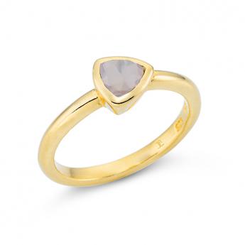 Ring Triangle Vergoldet Rosenquarz 