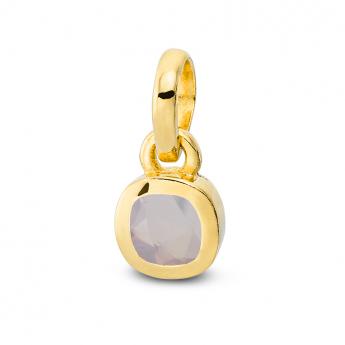 Cocktail Anhänger Square Rosenquarz Vergoldet 