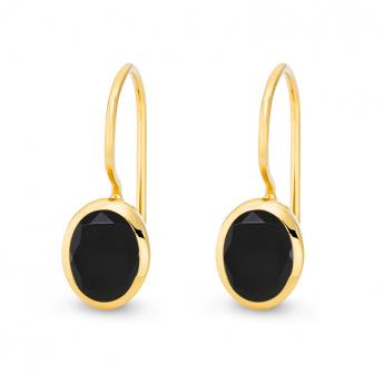 Cocktail Ohrhänger Oval Onyx Vergoldet 