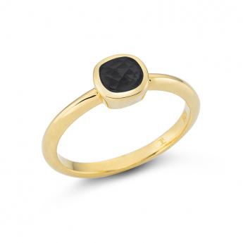 Ring Square Mini Onyx Vergoldet 