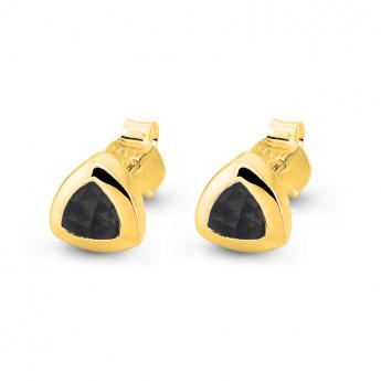 Studs Triangle Onyx Goldplated 