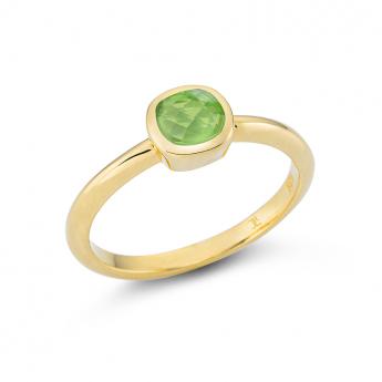 Ring Square Mini Peridot Vergoldet 