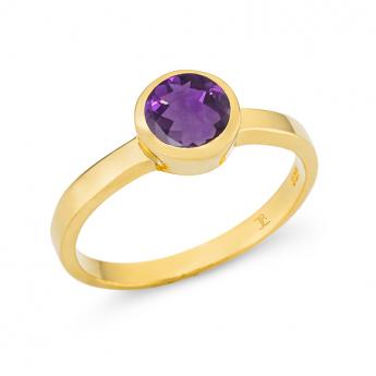 Cocktail Ring Basic Mini Vergoldet Amethyst 