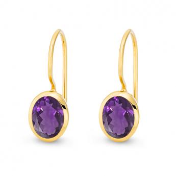 Cocktail Ohrhänger Oval Amethyst Vergoldet 