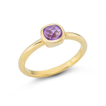 Ring Square Mini Amethyst Vergoldet 