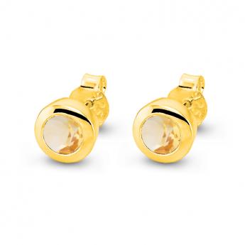 Cocktail Ohrstecker Basic Mini Citrin Vergoldet 