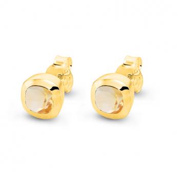 Studs Square Mini Citrin Goldplated 