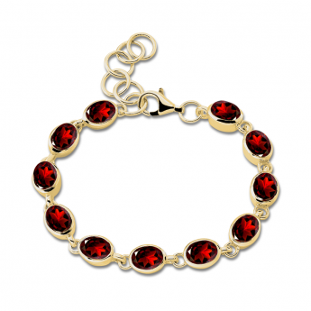 Cocktail Armband Oval Vergoldet Granat 