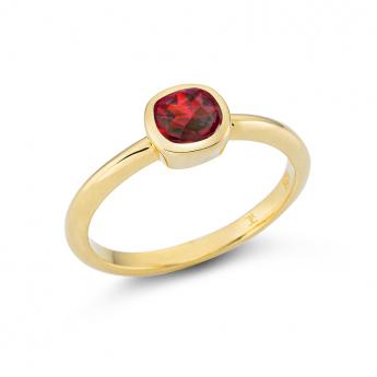 Ring Square Mini Granat Vergoldet 