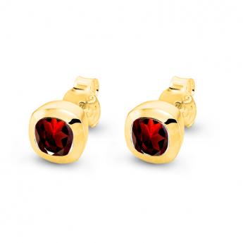 Studs Square Mini Garnet Goldplated 