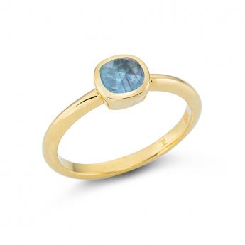 Ring Square Mini Labradorith Vergoldet 